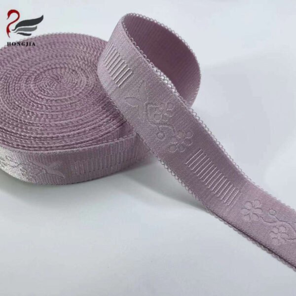 Custom Colorful Soft Polyamide Picot Edge Elastic Bra Strap Lingerie Elastic Lace Trim Jacquard Elastic Band