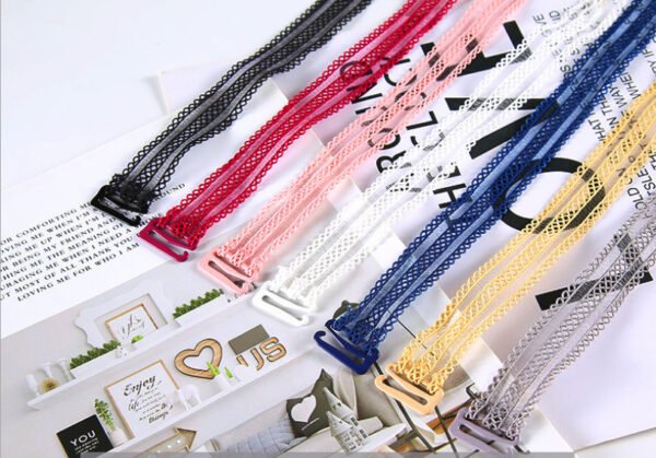 Wholesale Multiple Color Soft Nylon Elastic Band Adjustable Bra Shoulder Strap Breathable Lace Ribbon