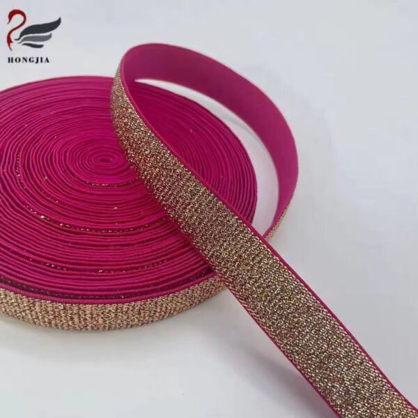 High Quality Colorful 20mm Shiny Glitter Elastic Band Nylon Underwear Elastic Webbing Bra Strap