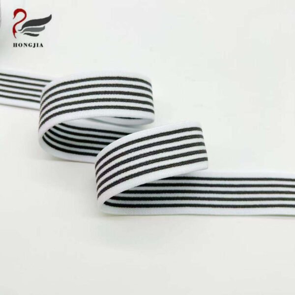 Factory Wholesale 25mm Colorful Striped Printing Elastic Band Bra Shoulder Strap Knitted Underwear Elastic Band