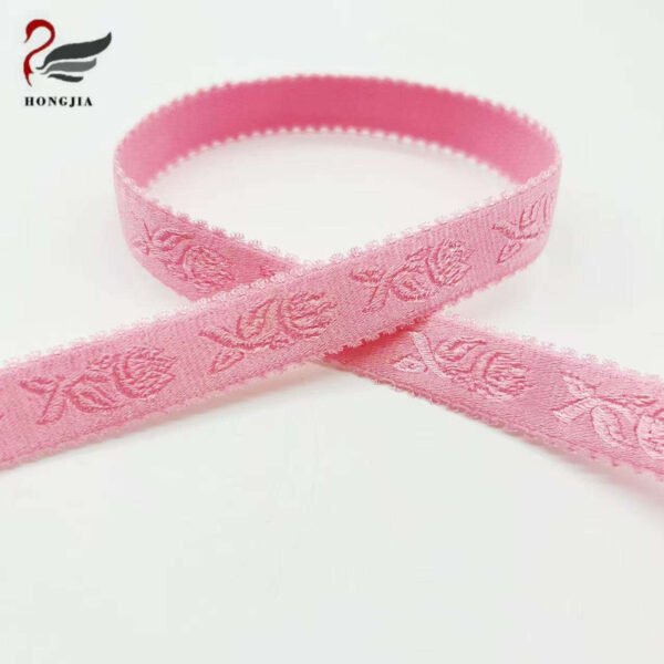Wholesale Custom logo 18mm Colorful picot edge Jacquard Elastic Band Nylon Anti-slip Shiny Elastic Bra Straps for Underwear