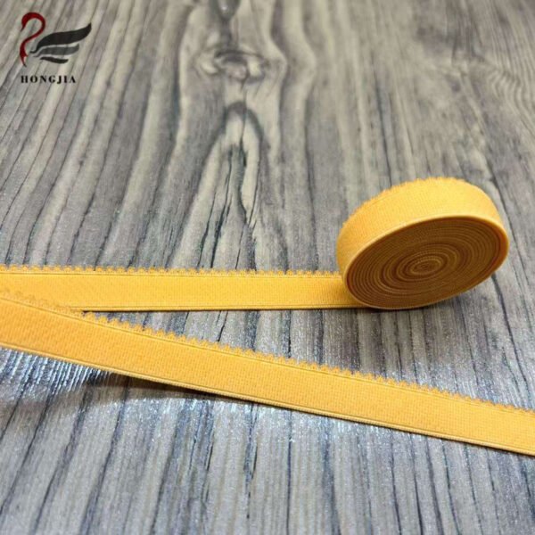 High Quality 12mm Yellow Soft Nylon Anti-slip Picot Edge Elastic Bra Strap Lace Elastic Trim Band for Bra