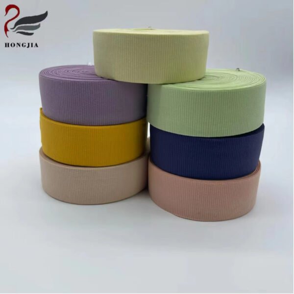 Main-06 Wholesale 35mm Colorful Nylon Underwear Edging Elastic Band Elastic Bra Strap Knitted Fold Over Elastic