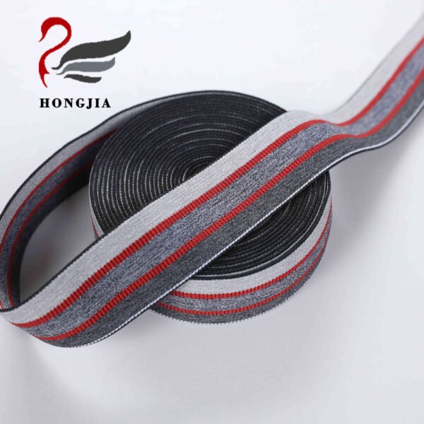 Wholesale Custom 30mm Striped Knitted Elastic Band Soft Nylon Jacquard Elastic Band for Underwear Waistband