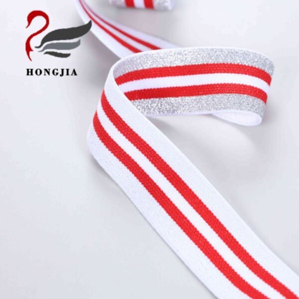 Wholesale Custom logo 32mm Shiny Elastic Band Polyamide Elastic Waistband Stripe Jacquard Elastic Band