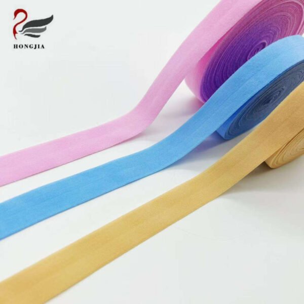 Factory Wholesale 15mm Colorful Elastic Edge Binding Bias Tape Nylon Fold Over Elastic Band for Underwear